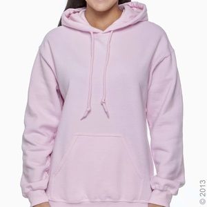 Gildan light pink plain hoodie with drawstring